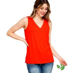 Ricki's Eco-Friendly Poppy Red Sleeveless V-neck Top